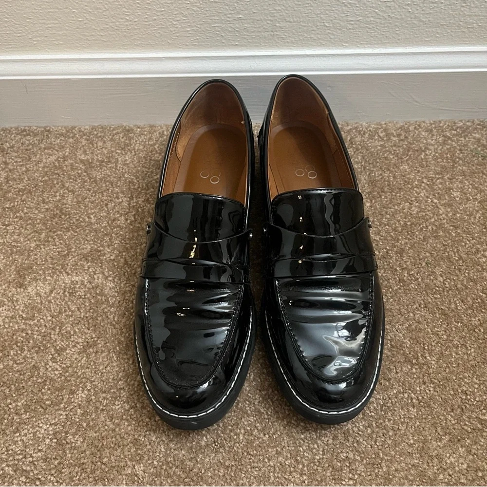 Franco Sarto Black Patent Leather Loafers